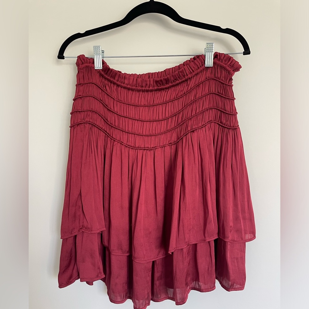 Current air mini silk pleated skirt